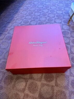 Salvatore Ferragamo Red Shoe Box with Silver Logo